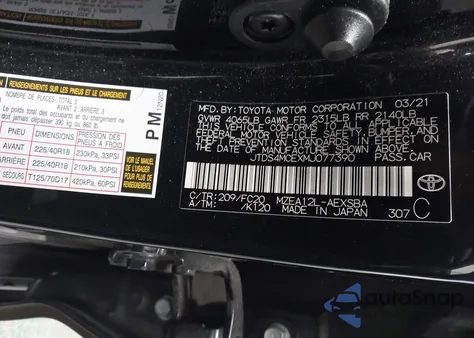 2021 Toyota Corolla Se from USA, damaged, VIN JTDS4MCEXMJ077390